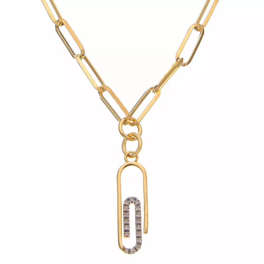 Meshmerise Sterling Silver 1/10 Carat T.W. Diamond Paperclip Pendant Necklace, Womens Gold Tone Product Image