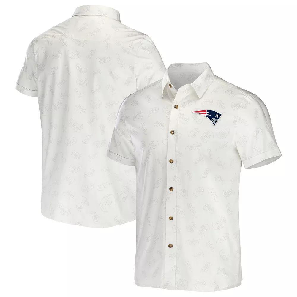 Men's NFL x Darius Rucker Collection by Fanatics White New England Patriots Woven Button-Up T-Shirt, Size: Small Product Image