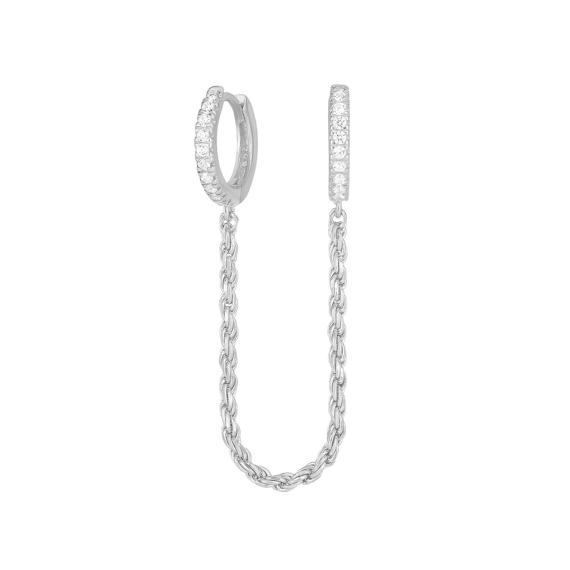 Sunkissed Sterling Cubic Zirconia Rope Double Piercing Earrings, Women's, Silver Tone Product Image
