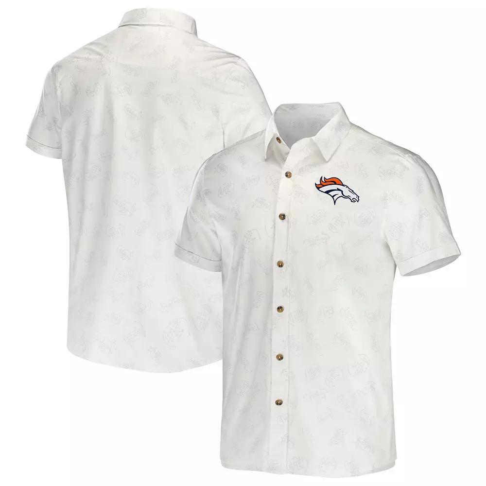 Men's NFL x Darius Rucker Collection by Fanatics White Denver Broncos Woven Button-Up T-Shirt, Size: Medium Product Image