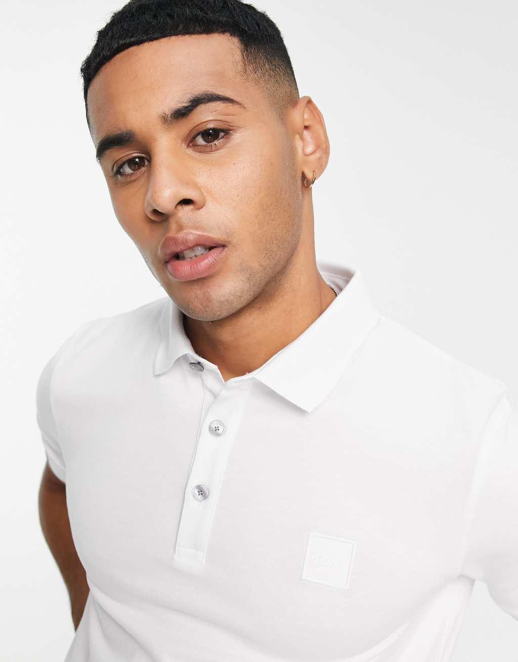 BOSS Orange Passenger polo top in white Product Image