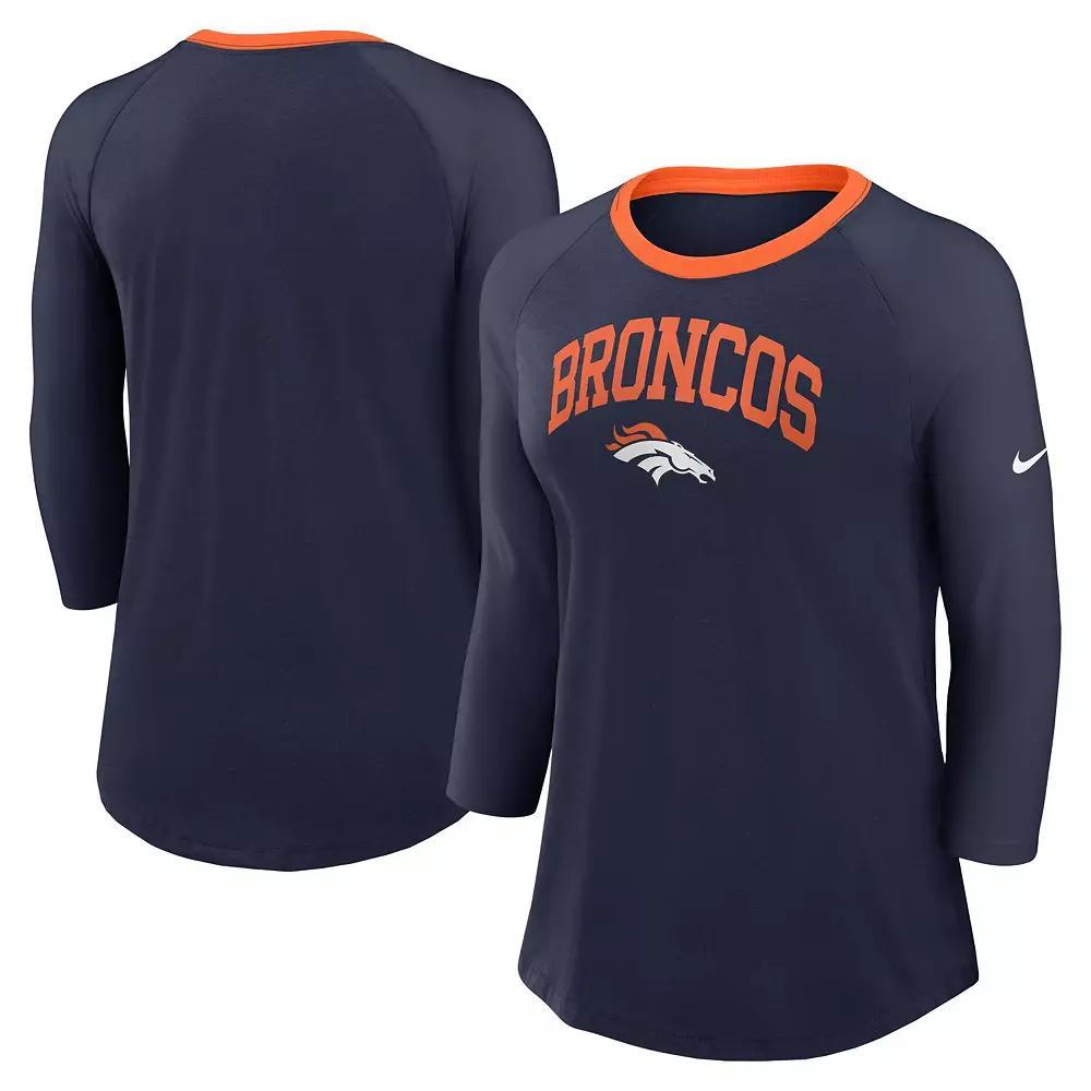 Women's Nike Royal New York Giants Raglan 3/4 Sleeve T-Shirt, Size: XS, Blue Product Image