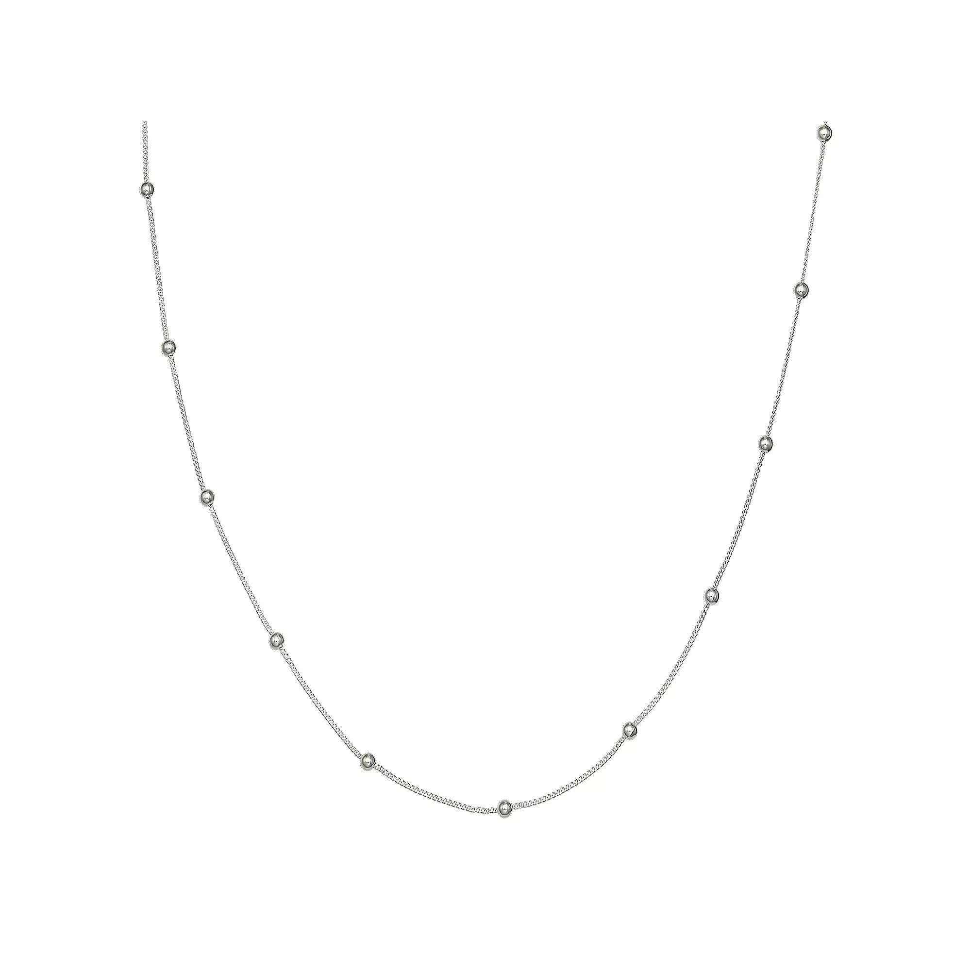 PRIMROSE Sterling Silver Curb Link Beaded Chain Necklace, Women's, Size: 18", Silver Tone Product Image