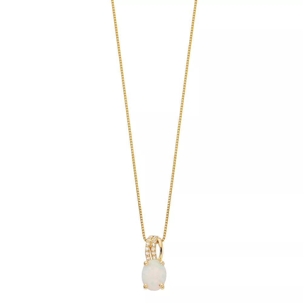 Gemminded Gold over Silver Lab-Created Opal Pendant Necklace, Women's, Size: 18", Gold Tone Product Image