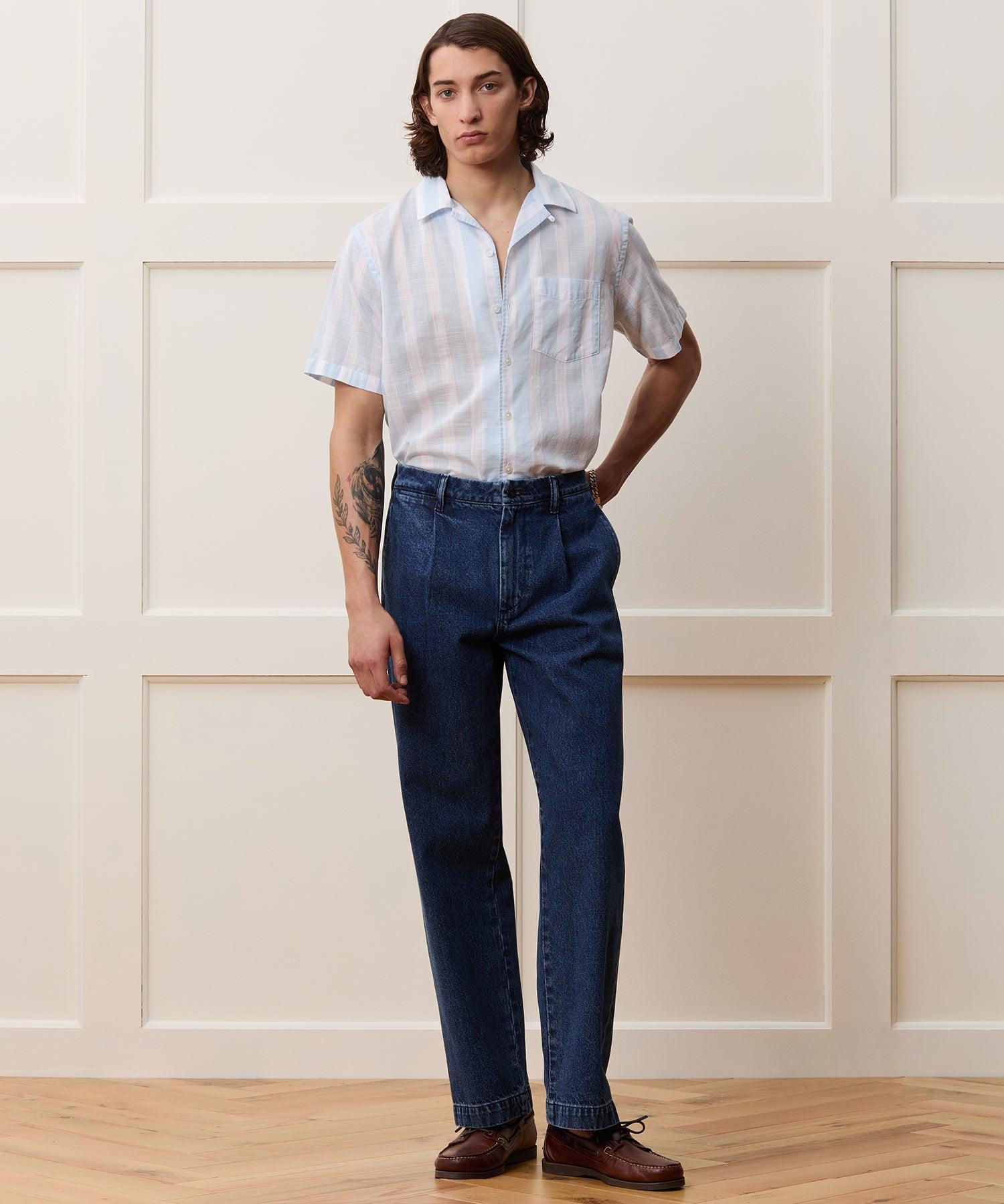 Relaxed Pleated Denim Chino Product Image