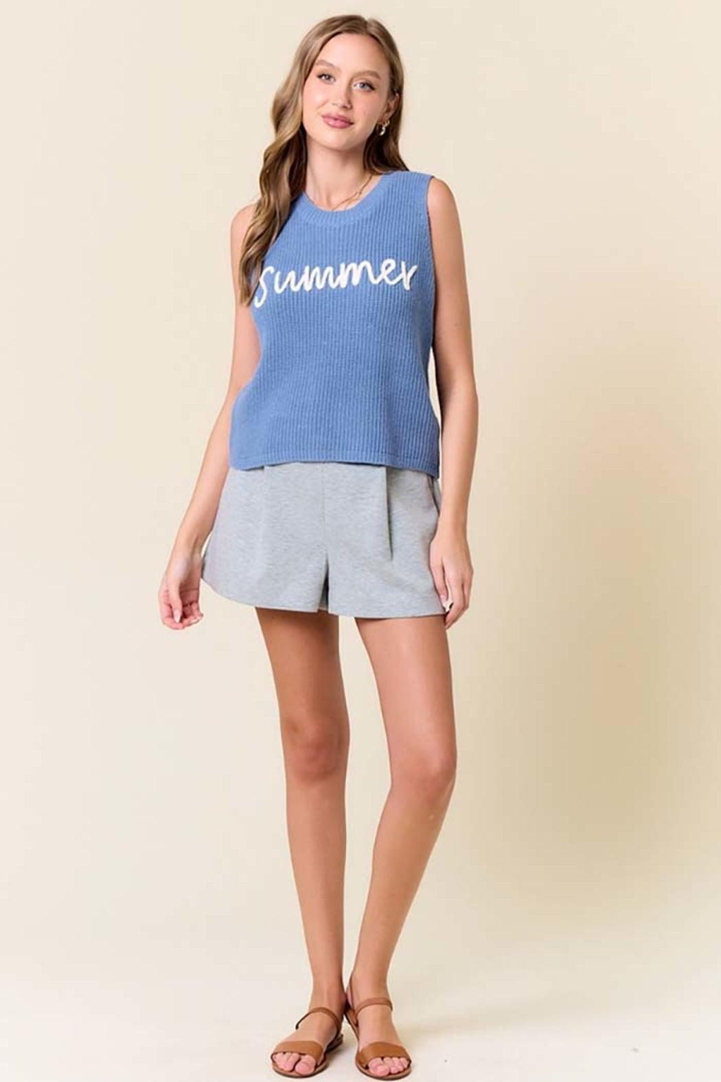 Round Neck Summer Sweater Tank Top Product Image
