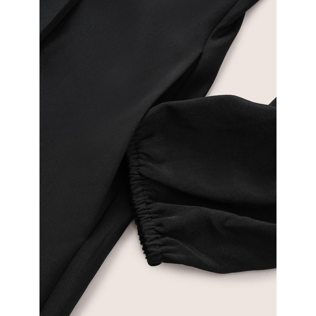 Plus Size Anti-Wrinkle Asymmetrical Neck Keyhole Pleated Hem Dress Black Women At the Office Non Asymmetrical Neck Long Sleeve Curvy Midi Dress BloomChic 14-16/1X Product Image