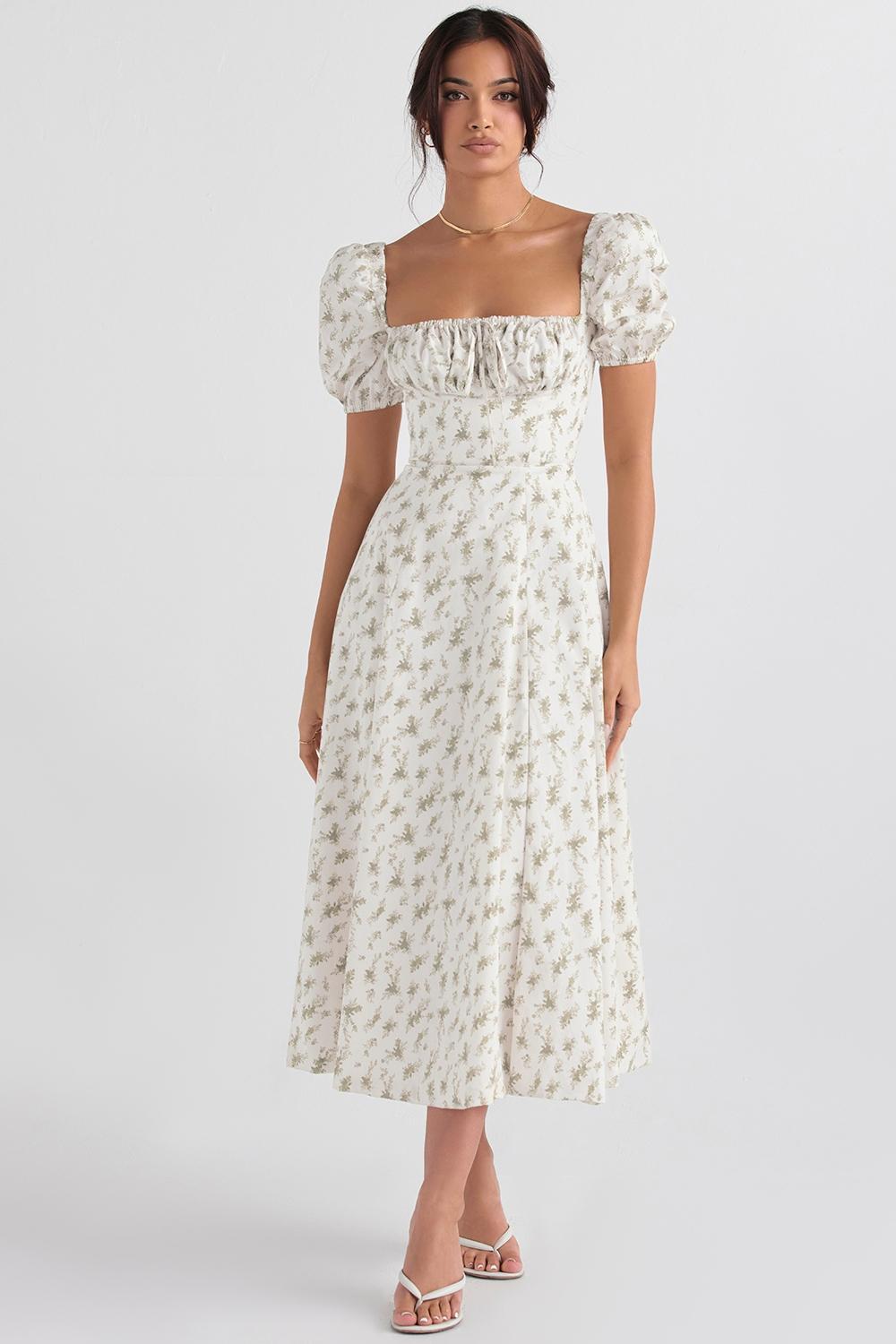Tallulah  garden print puff sleeve midi sundress Product Image