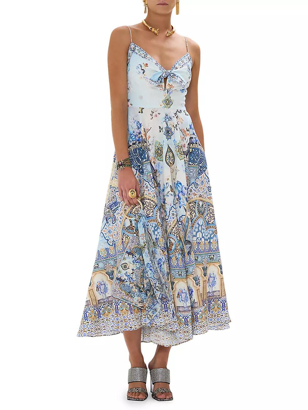 Al Manial Palace Memoirs Printed Linen Midi-Dress Product Image