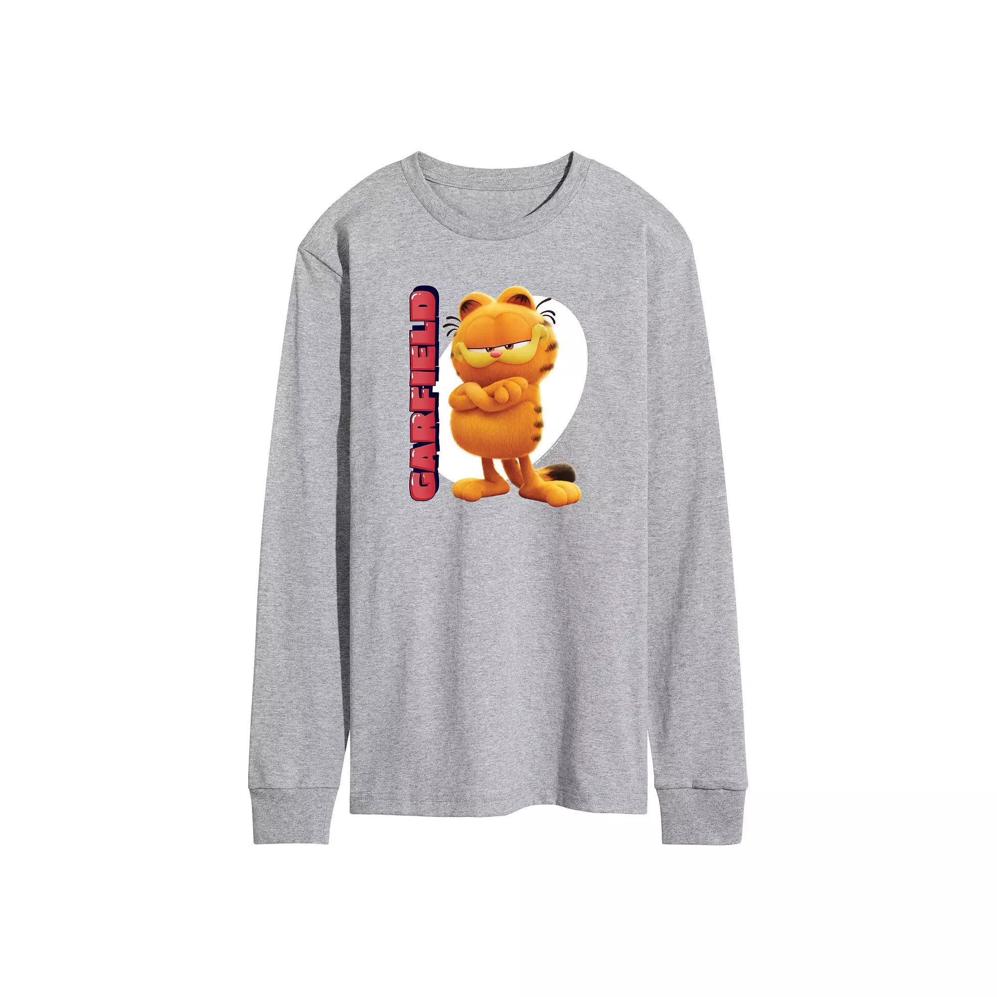 Mens Garfield The Movie Long Sleeve Graphic Tee Athletic Grey Product Image