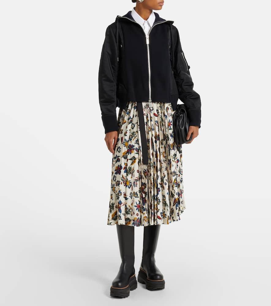 SACAI Paneled Cotton-blend Zip-up Hoodie In Black Product Image