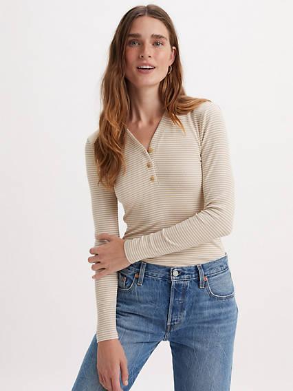 Striped Dreamy Henley Shirt Product Image