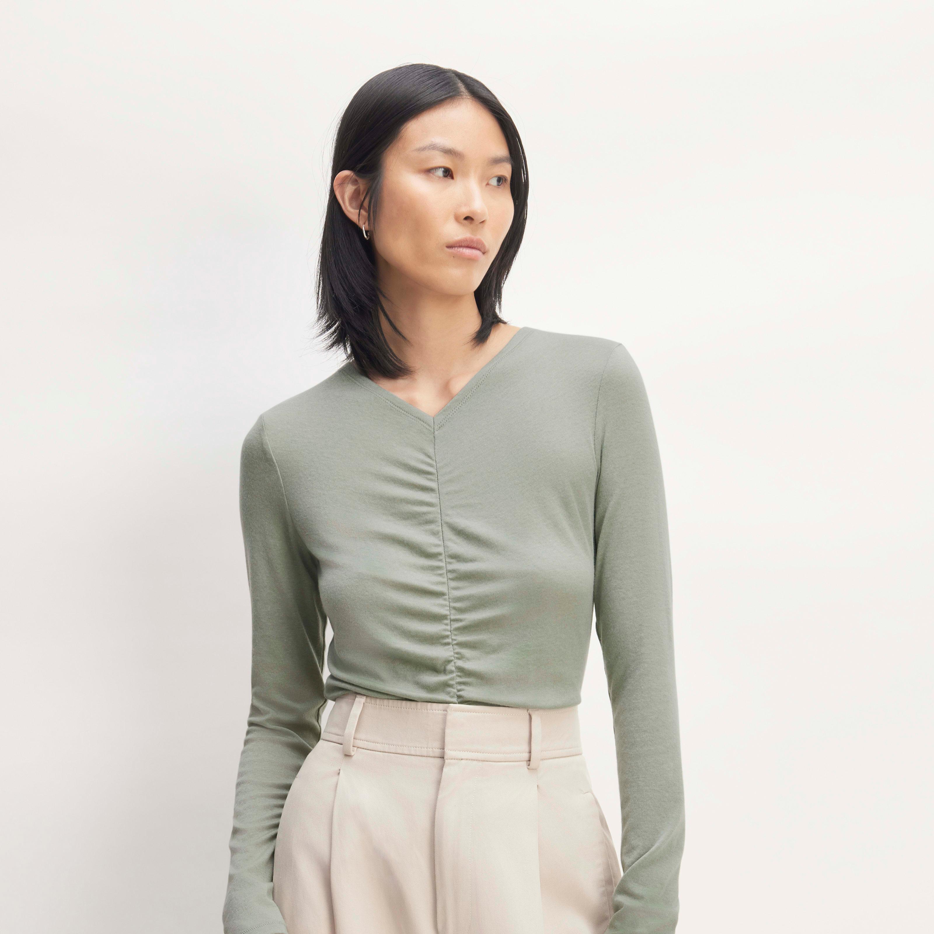 The Ruched V-Neck Tee in Butterluxe Product Image