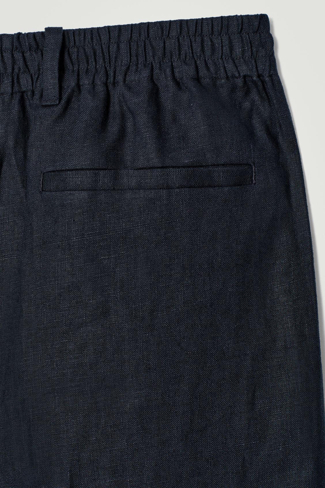 ELASTICATED LINEN STRAIGHT-LEG PANTS Product Image