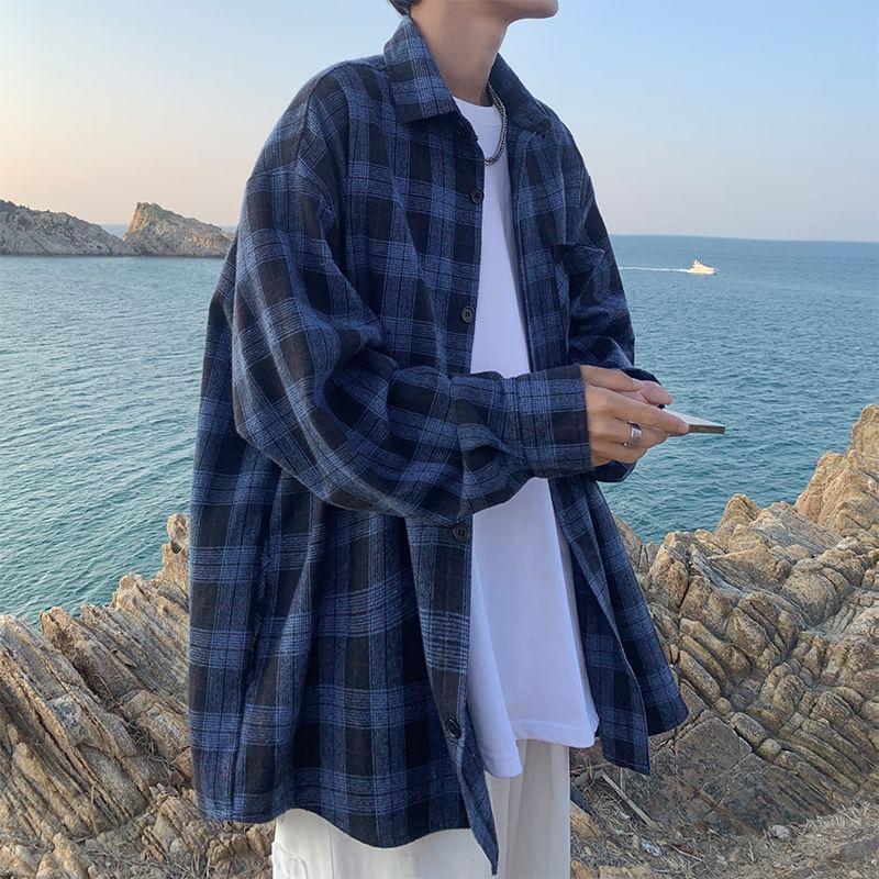 Long-Sleeve Plaid Shirt Product Image