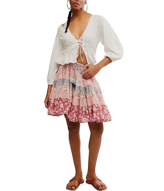 Free People Many Layers Mixed Floral Print Low Rise Tiered Skirt Product Image