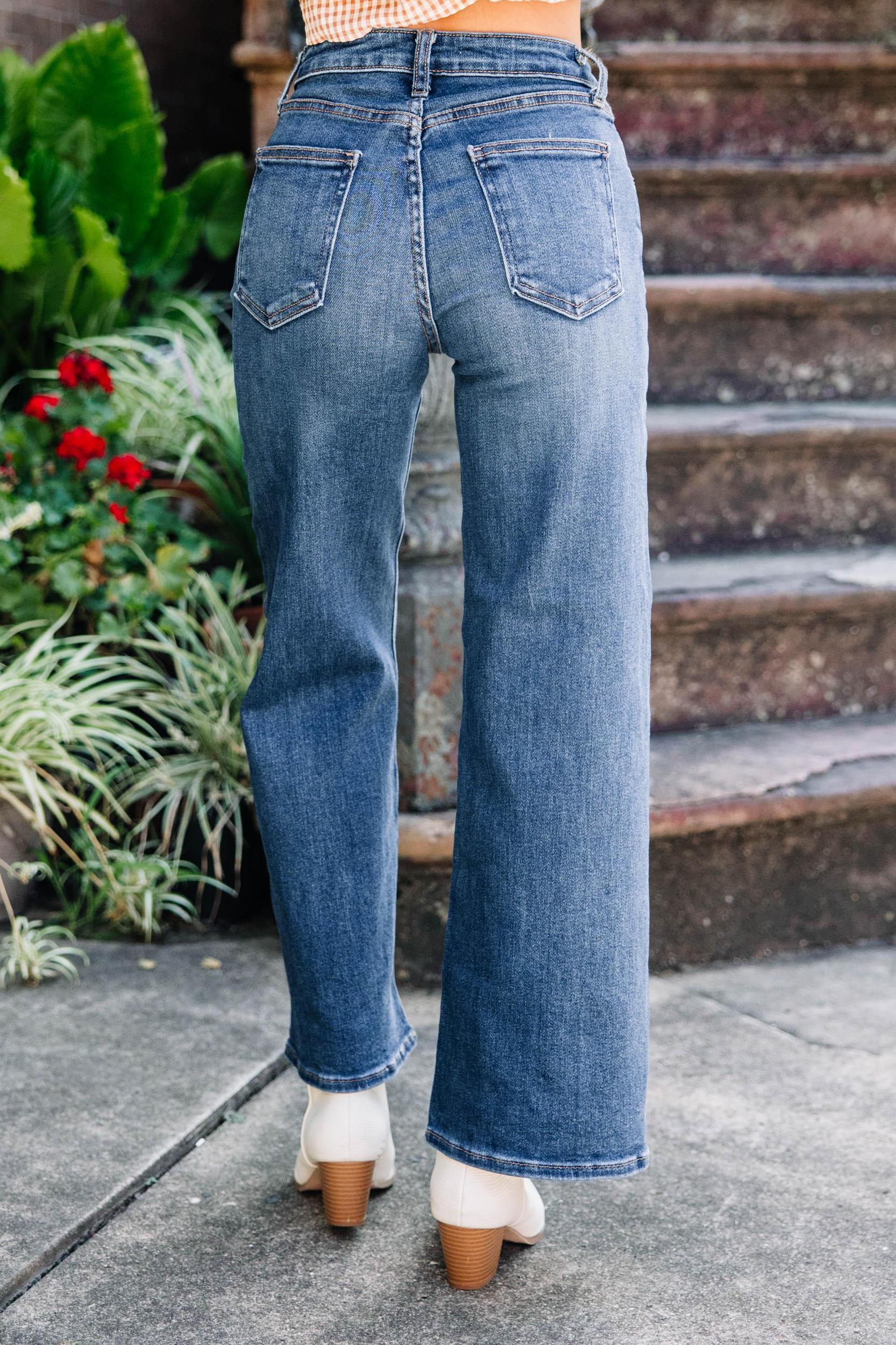 Boldly You Dark Wash Wide Leg Jeans Female Product Image