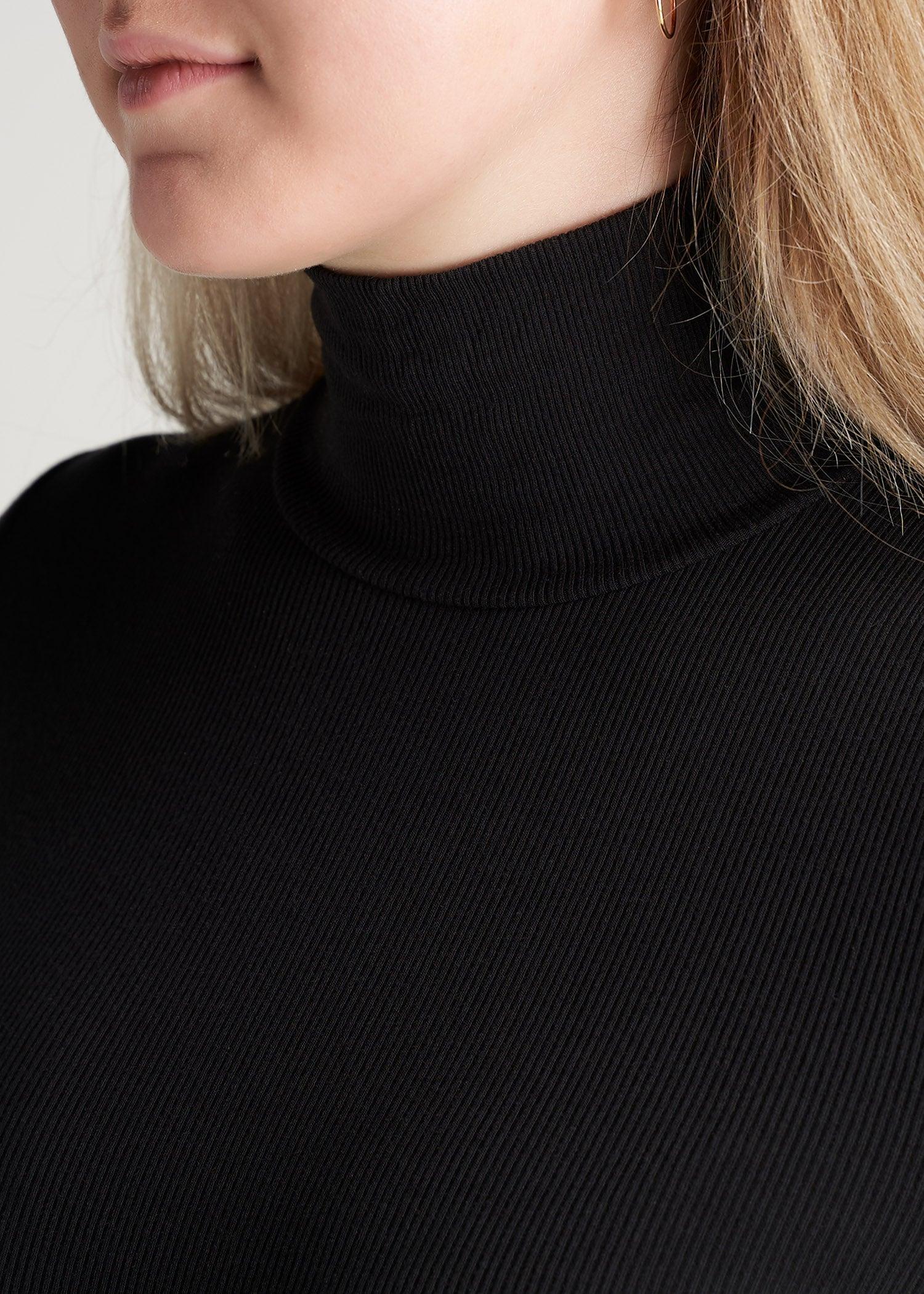 Tall Women's FITTED Long Sleeve Ribbed Turtleneck Tee in Black Product Image