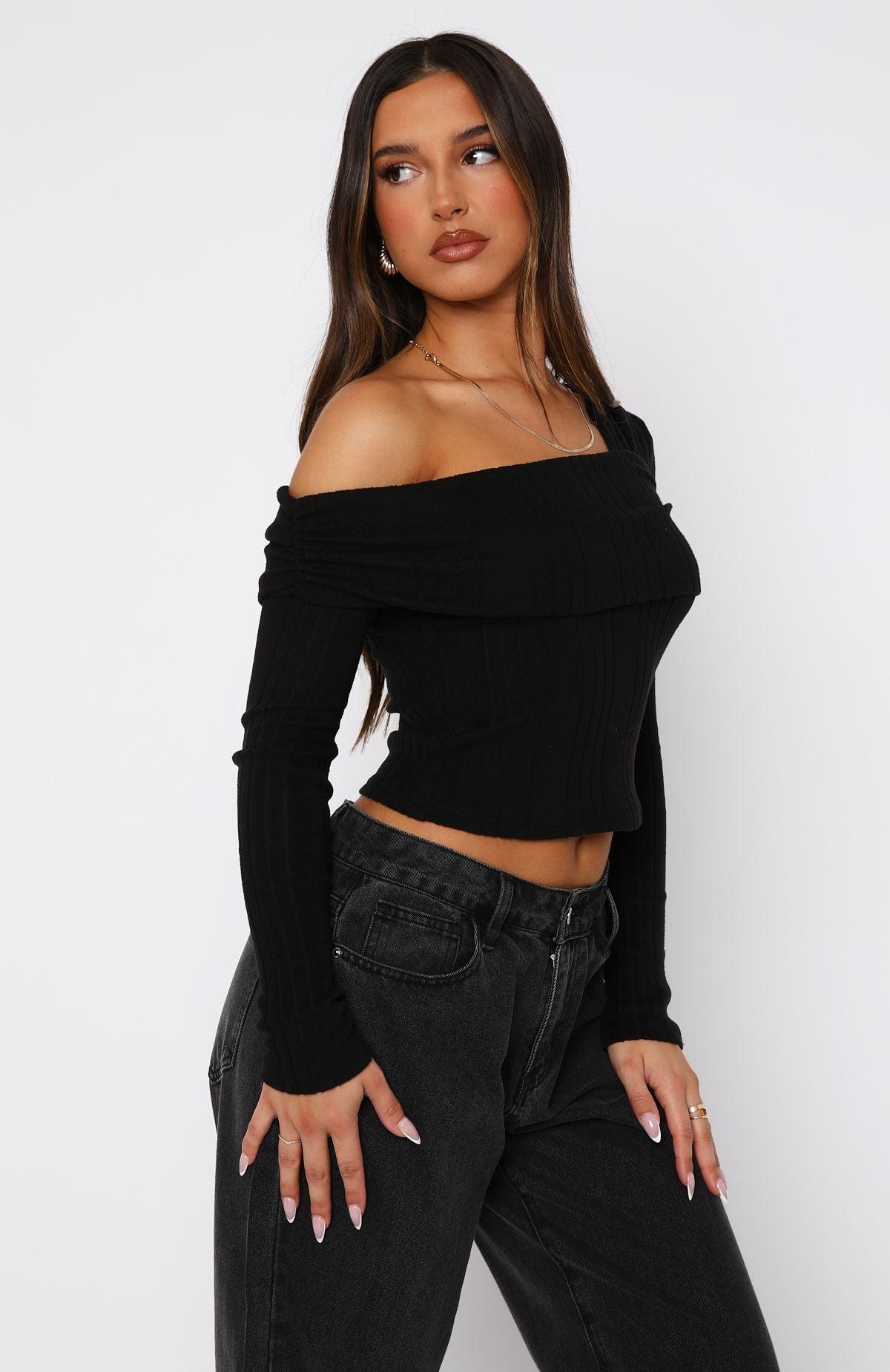 Hanging With You Long Sleeve Top Black Product Image