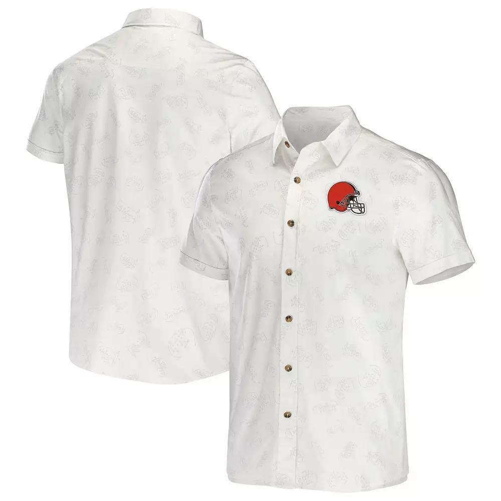 Men's NFL x Darius Rucker Collection by Fanatics White Cleveland Browns Woven Button-Up T-Shirt, Size: Medium Product Image