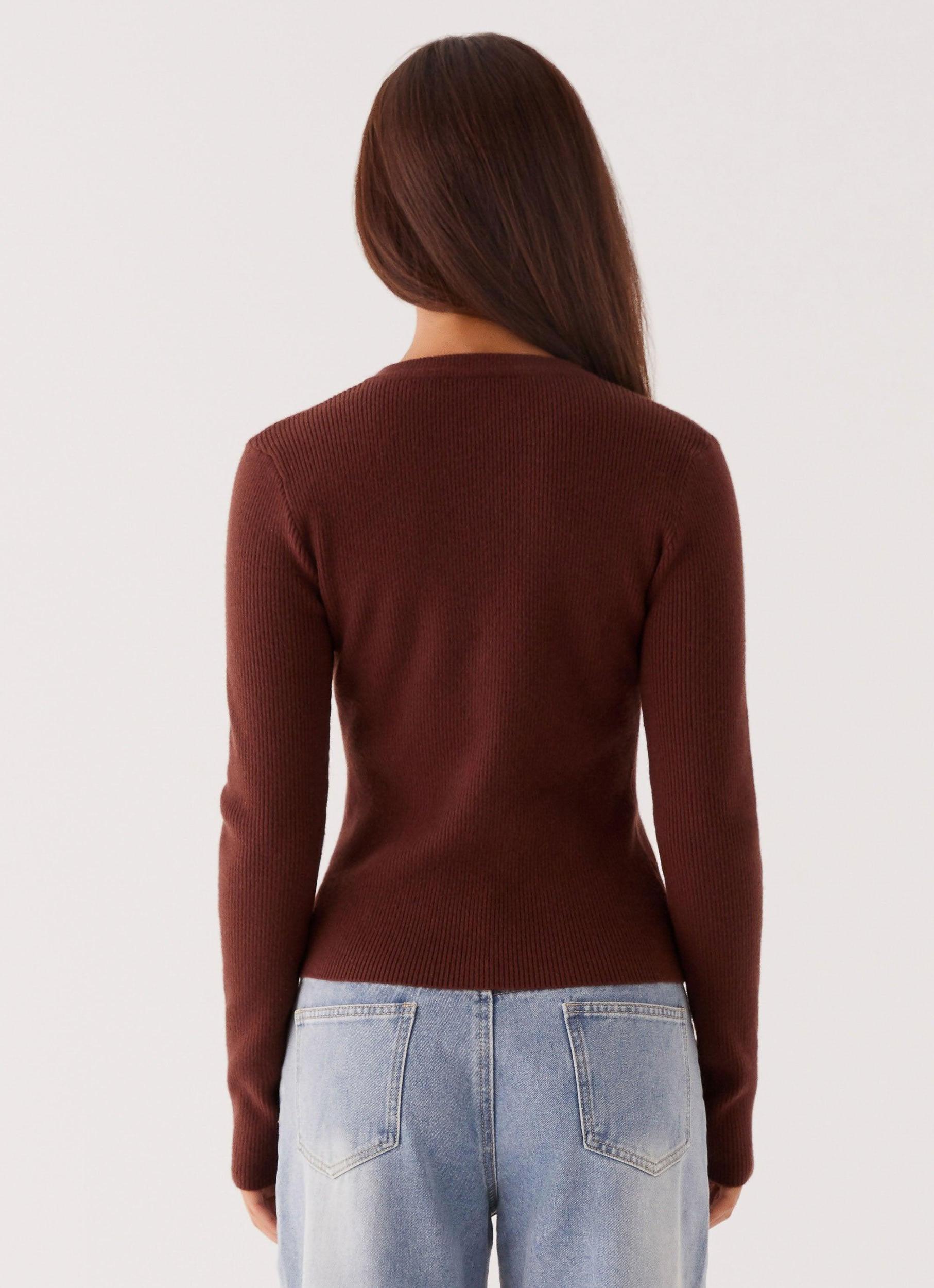 Rubi Knit Long Sleeve Top - Chocolate Product Image