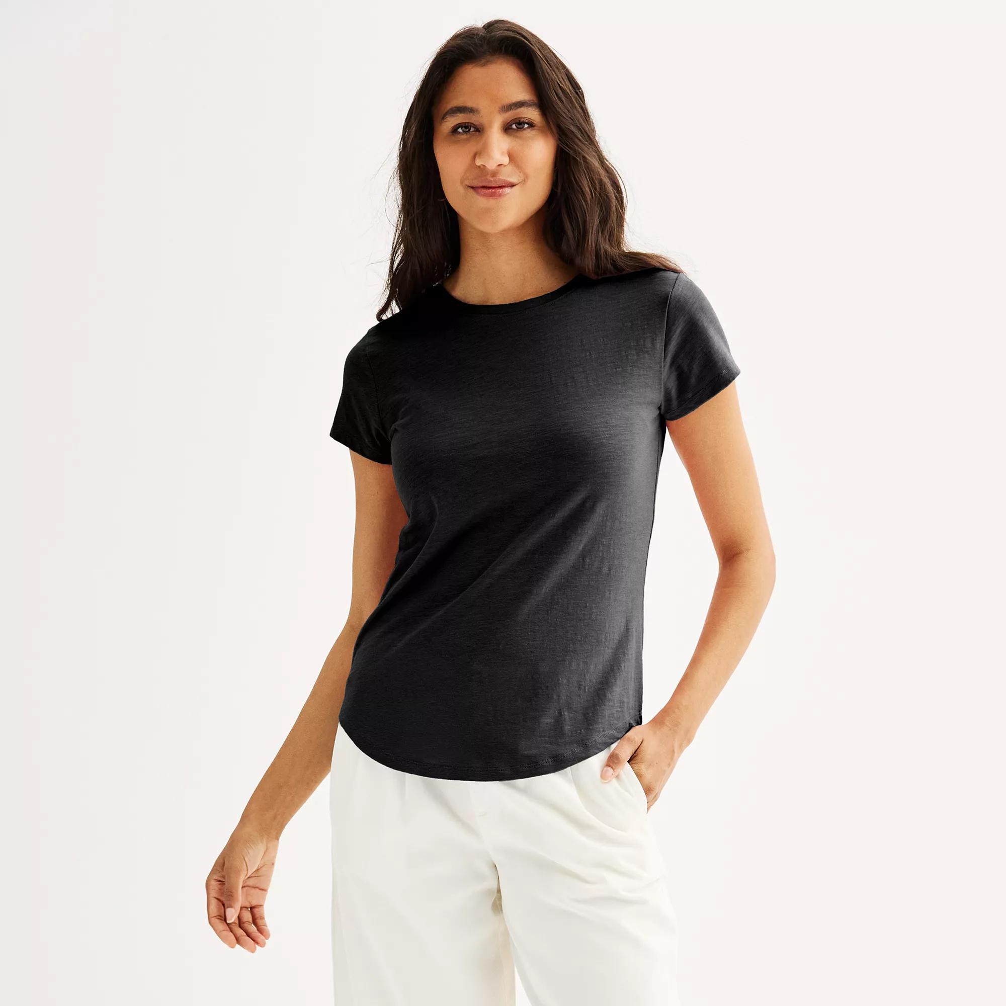Women's Sonoma Goods For Life® Short-Sleeve Crew Tee, Size: Medium, Pitch Black Product Image