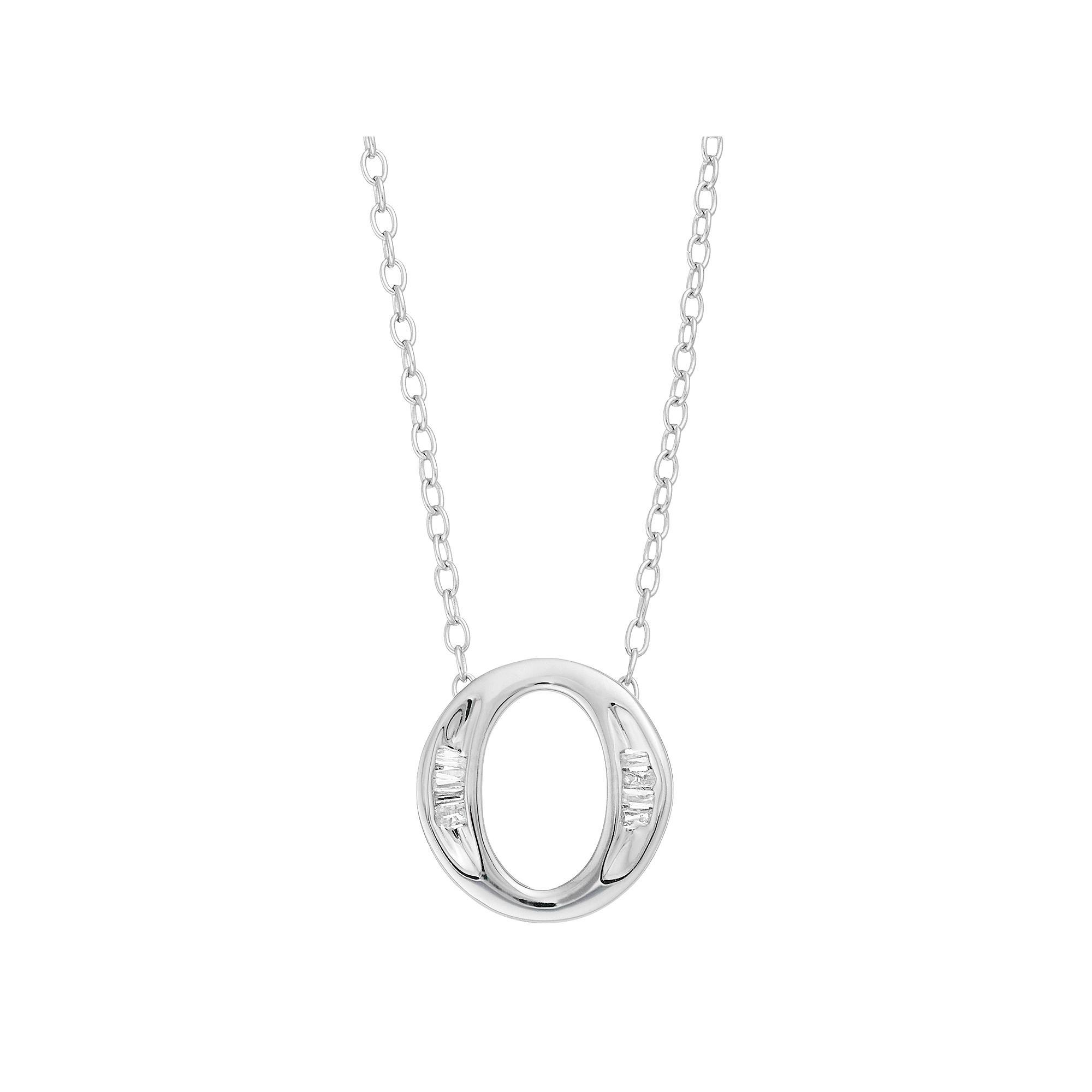 Sterling Silver Baguette Diamond Initial Pendant Necklace, Women's, Size: 18" Product Image