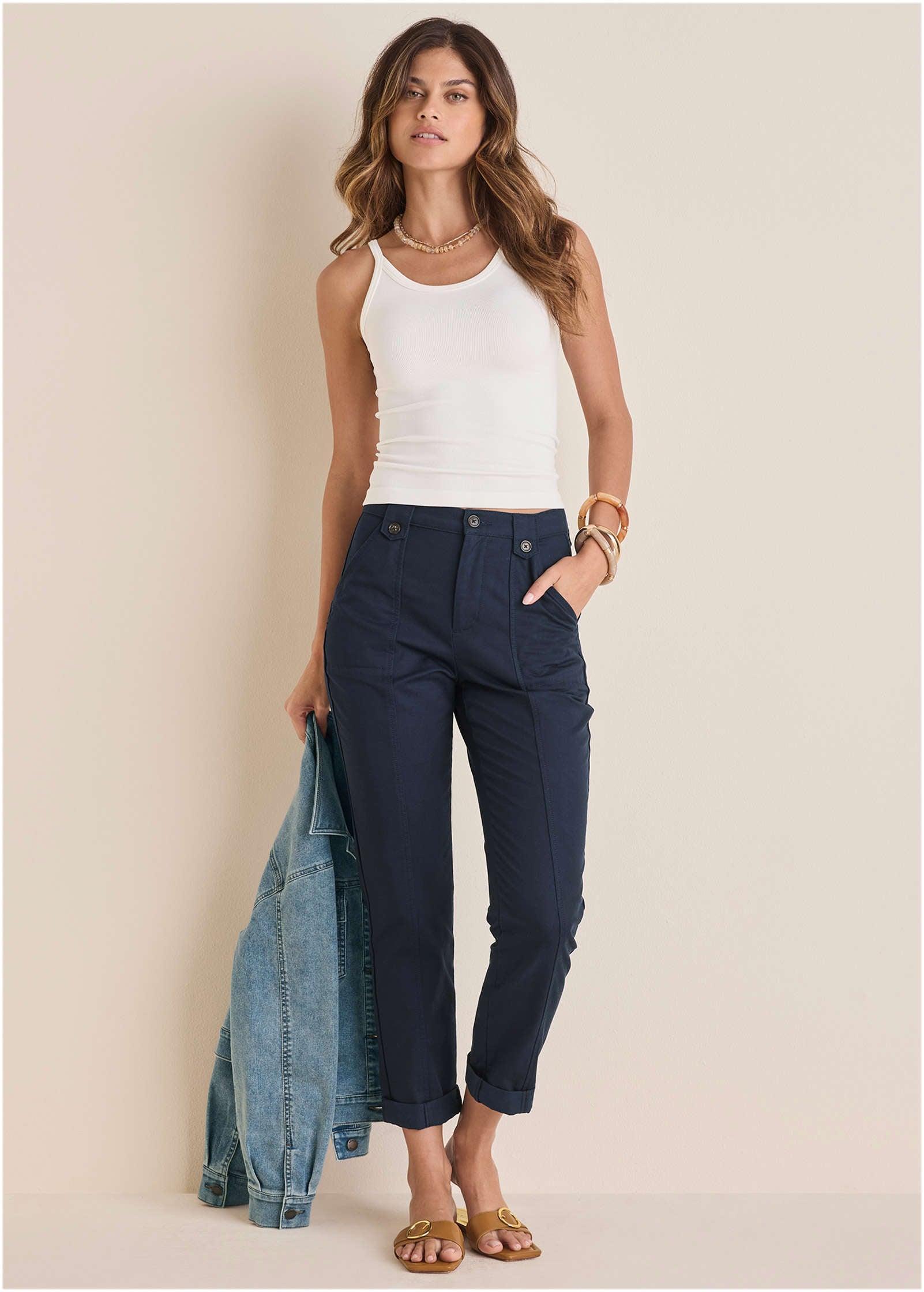 Rolled Hem Chino Pant  - Navy Product Image