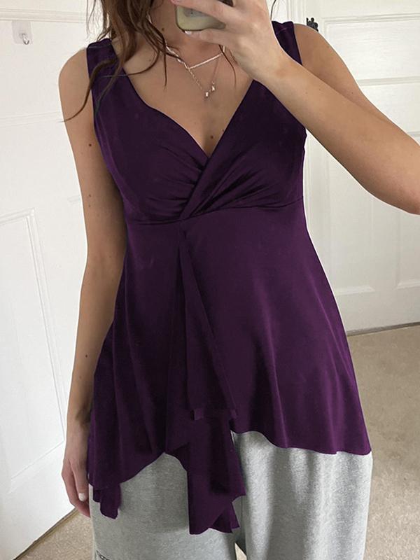 V-Neck Busty Ruffle Tank Top Product Image