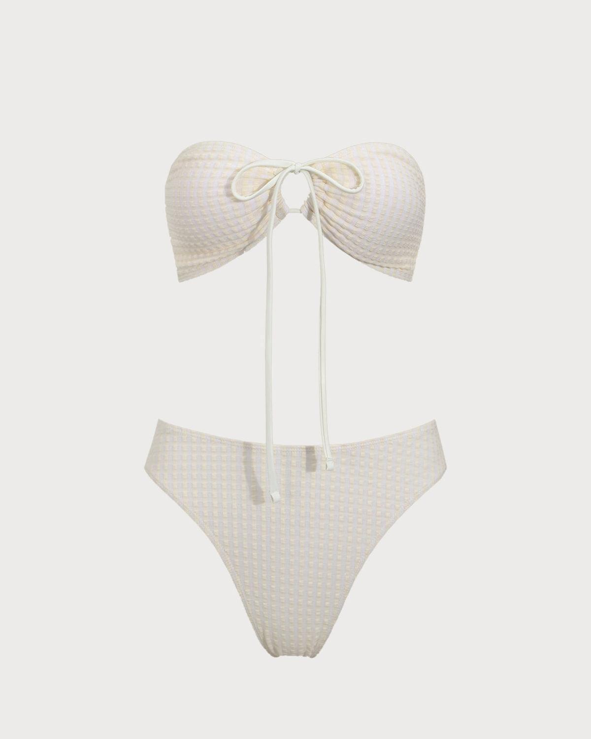 Beige Strapless Bikini Set Product Image