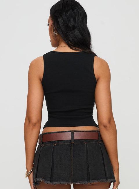 Baseline Square Neck Rib Tank Top Black Product Image