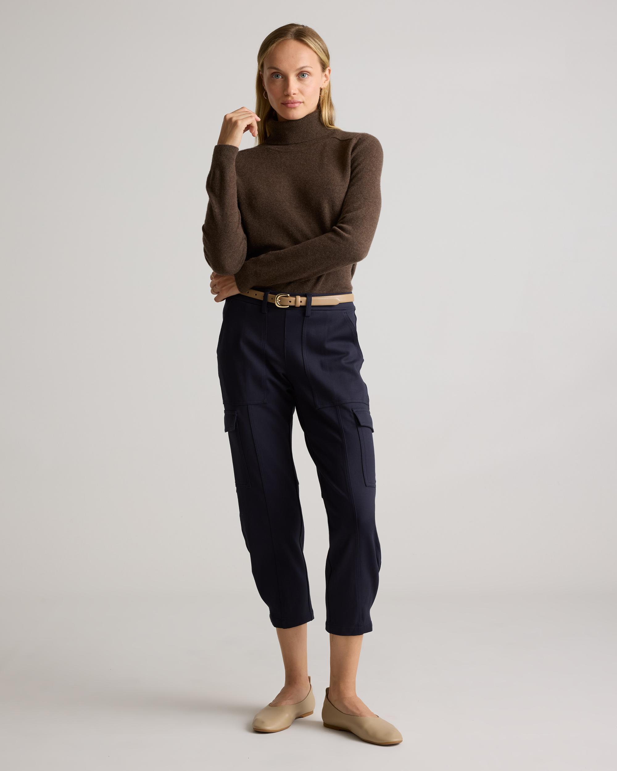 Quince | Women's Ultra-Stretch Ponte Tapered Cargo Pants Rayon Product Image