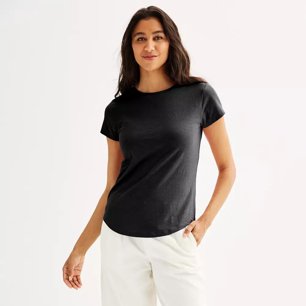 Women's Sonoma Goods For Life® Short-Sleeve Crew Tee, Size: Medium, Pitch Black Product Image