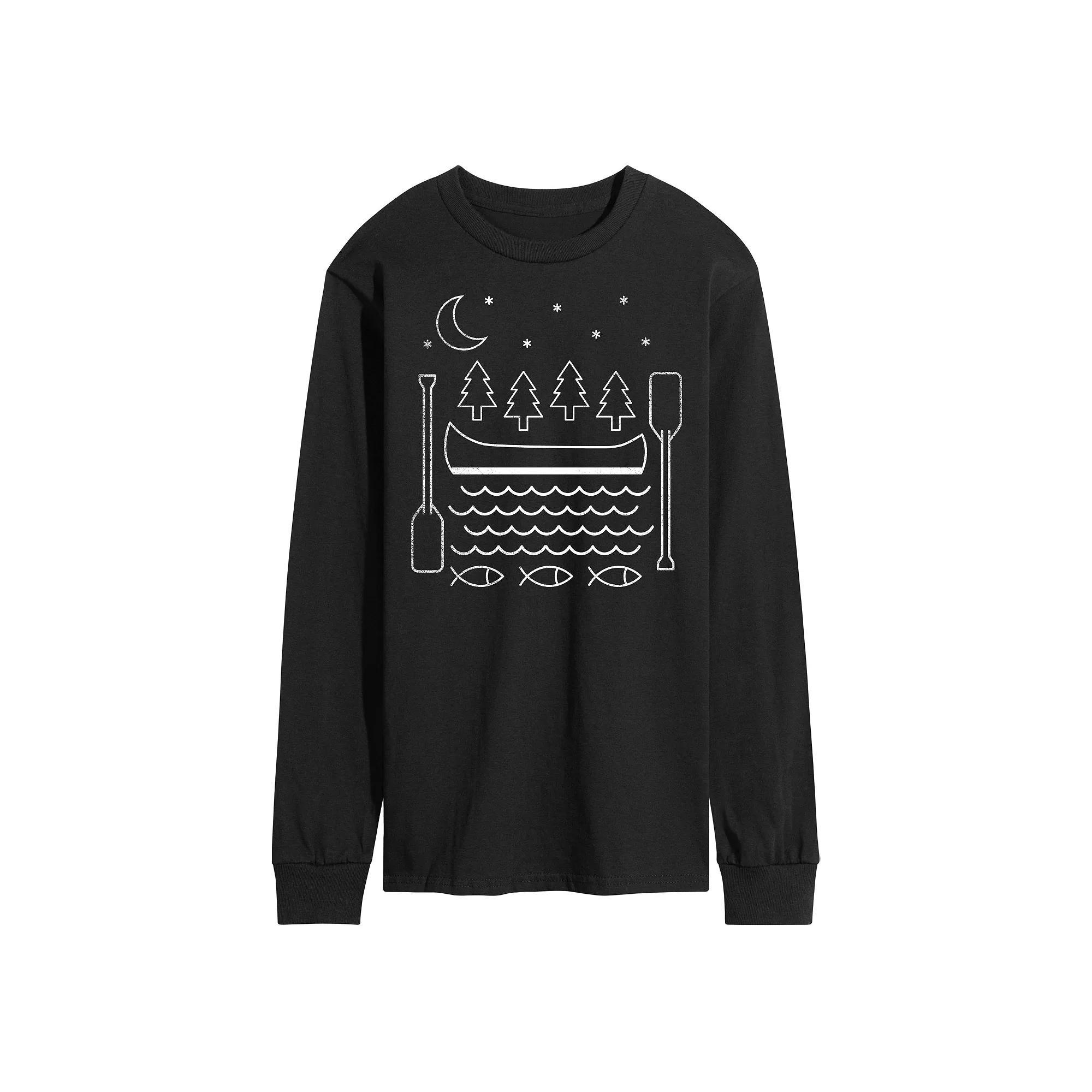 Mens Canoe Line Art Graphic Tee Product Image
