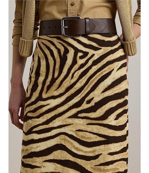 Lauren Ralph Lauren Linen Cotton Blend Zebra Print Pencil Skirt Product Image