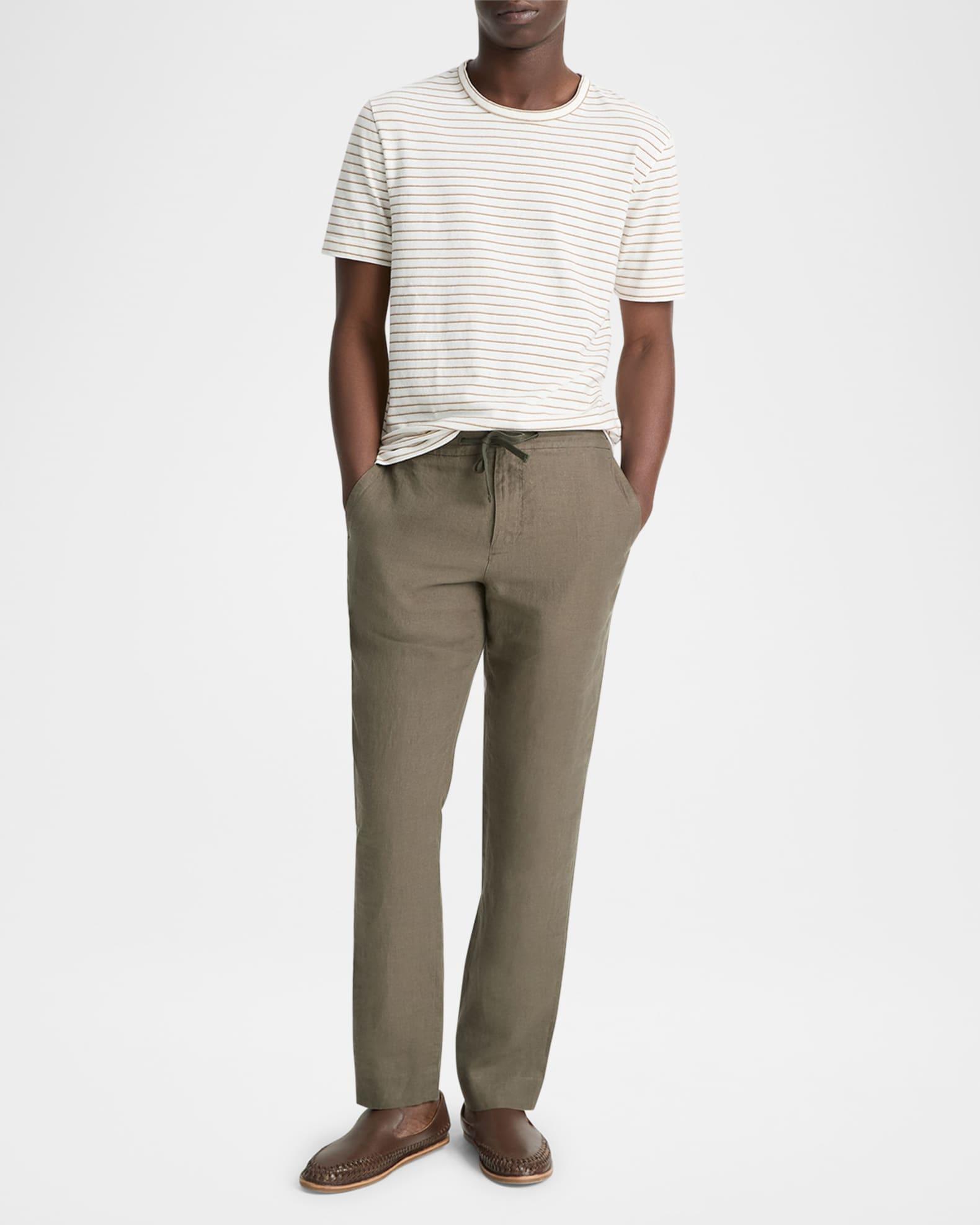 Men's Linen and Cotton Pinstripe Crewneck T-Shirt Product Image
