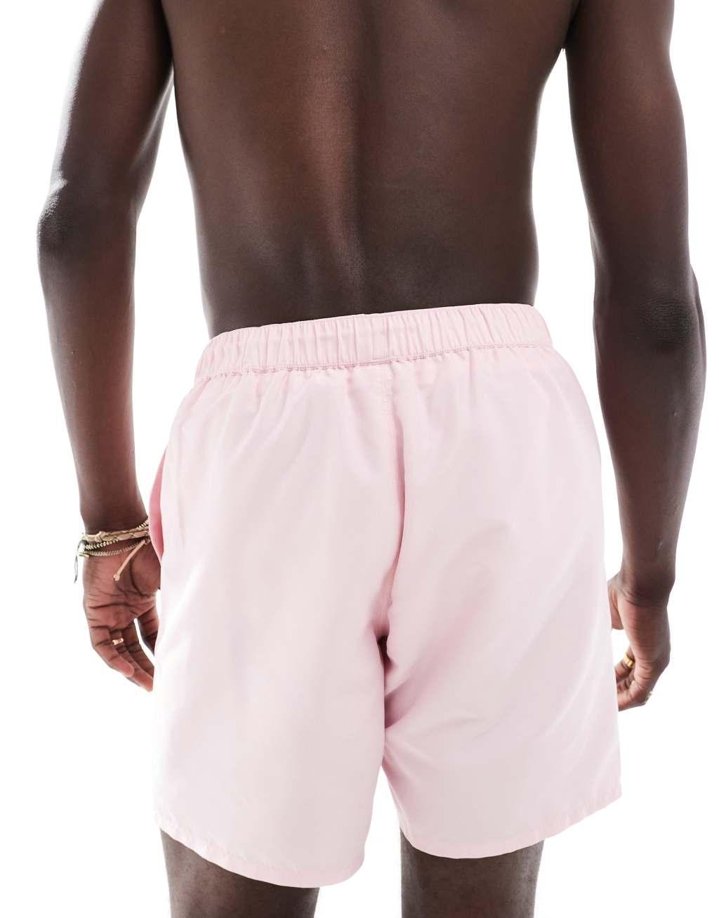 ASOS DESIGN swim shorts in mid length in light pink Product Image