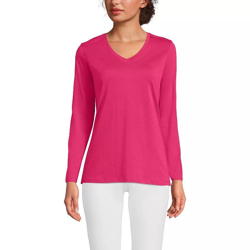 Petite Lands End Supima Cotton Relaxed V-Neck Tee, Womens Product Image