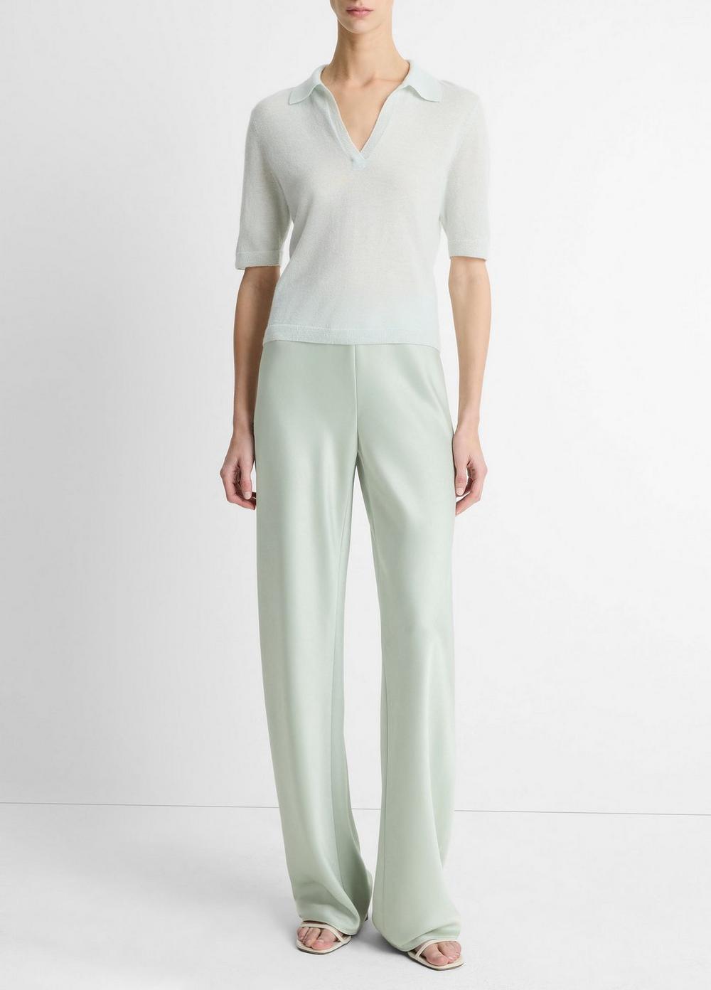 Womens Cashmere-Silk Open Collar Polo Sweater Product Image