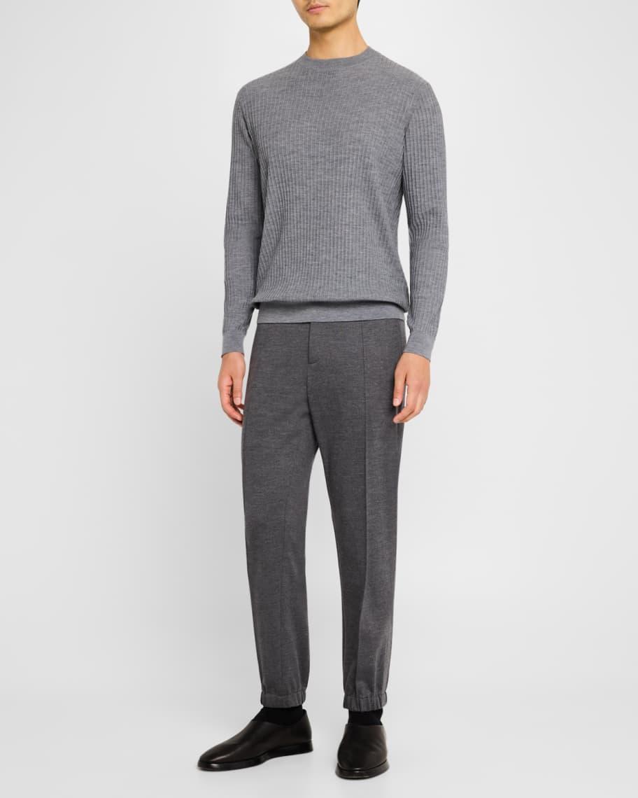 Mens Vertical Stripe Knit Crewneck Sweater Product Image