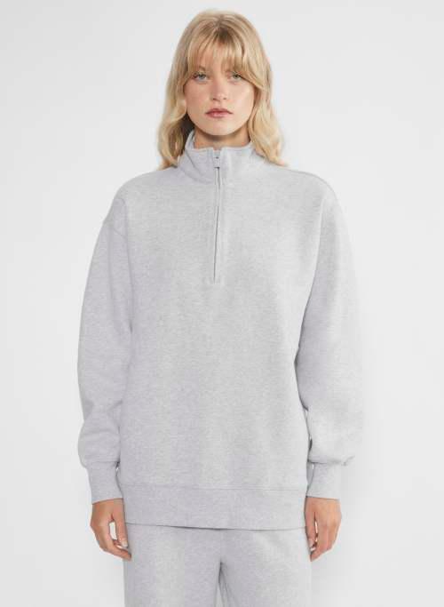 cozy fleece boyfriend 1/2 zip sweatshirt Product Image