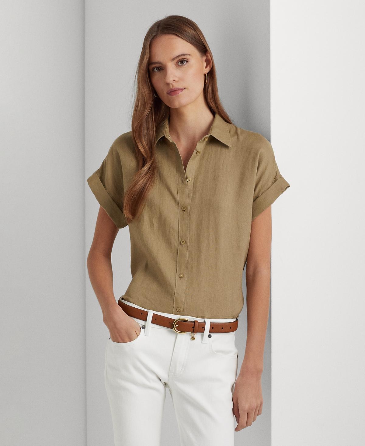 Lauren Ralph Lauren Linen Dolman-Sleeve Shirt Opal) Women's Clothing Product Image