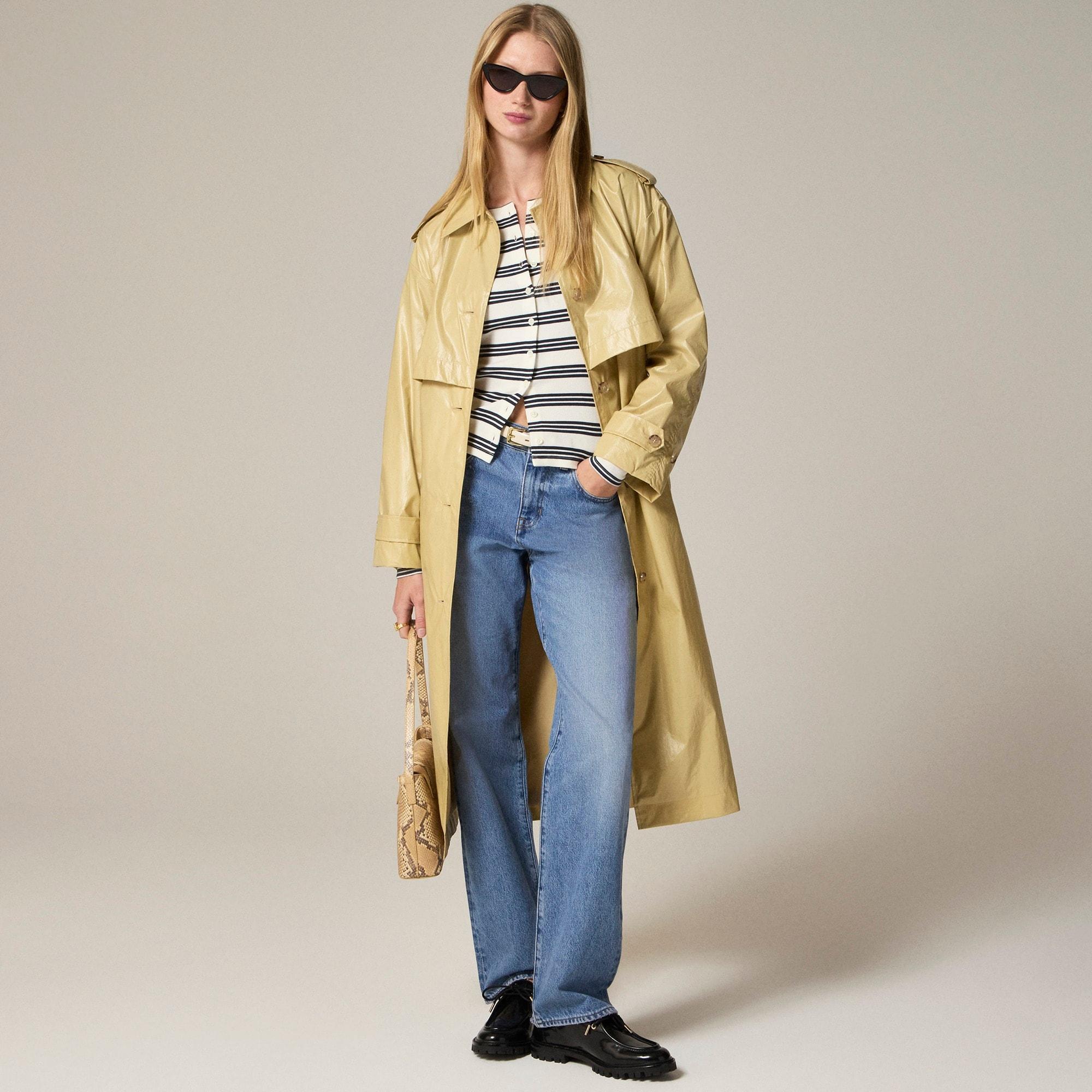 Fine rib knit cardigan in stripe Product Image