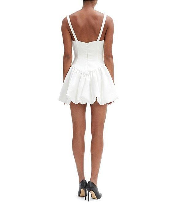 Bardot Oria Satin V Neck Sleeveless Bubble Hem Drop Waist Mini Dress Product Image