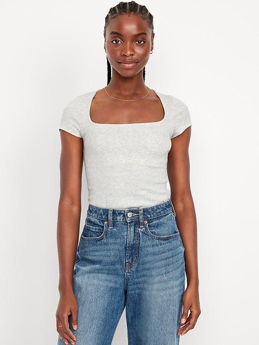Ribbed Square-Neck T-Shirt Product Image