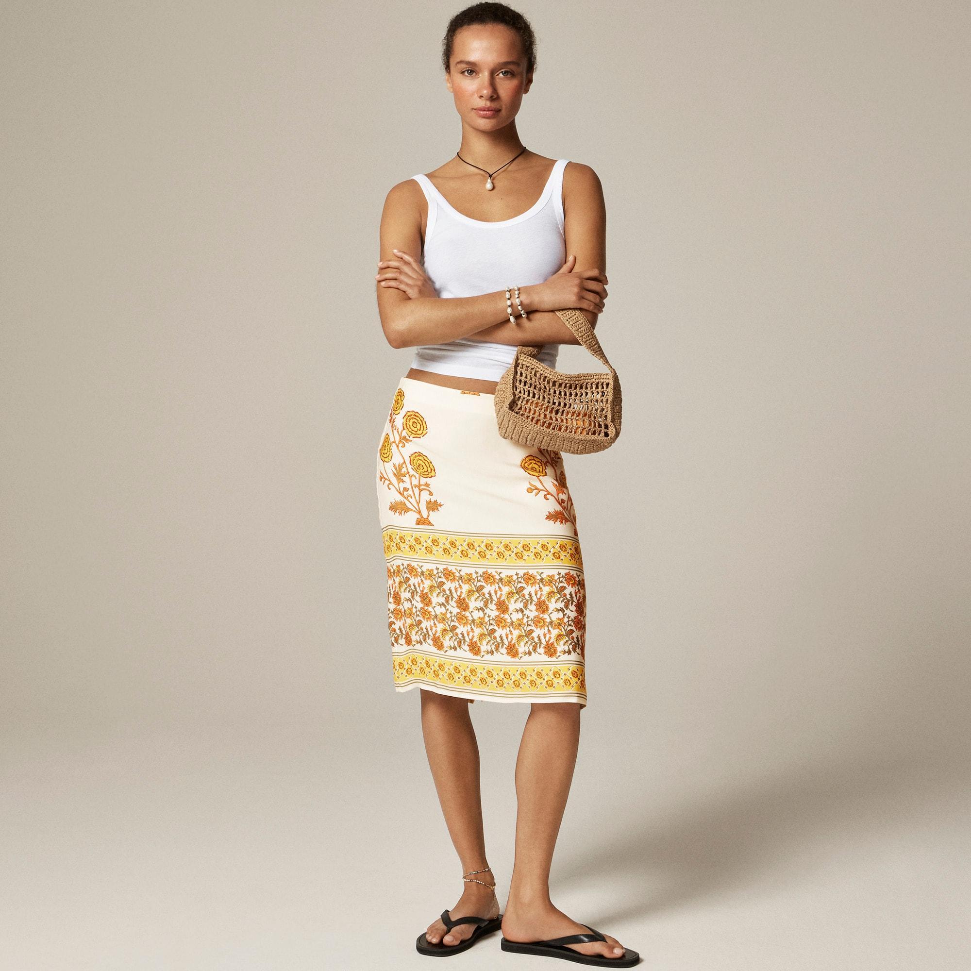 Open-back halter top in sunset rose block print Product Image