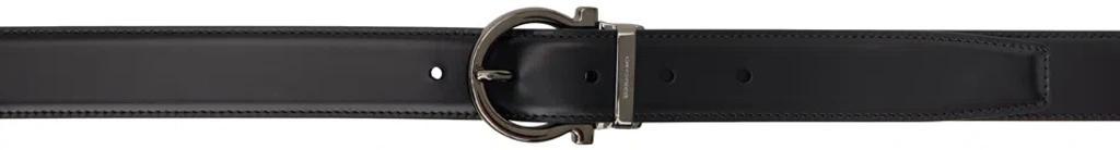 FERRAGAMO Black Pin-buckle Reversible Belt In Nero Blue Marine Product Image