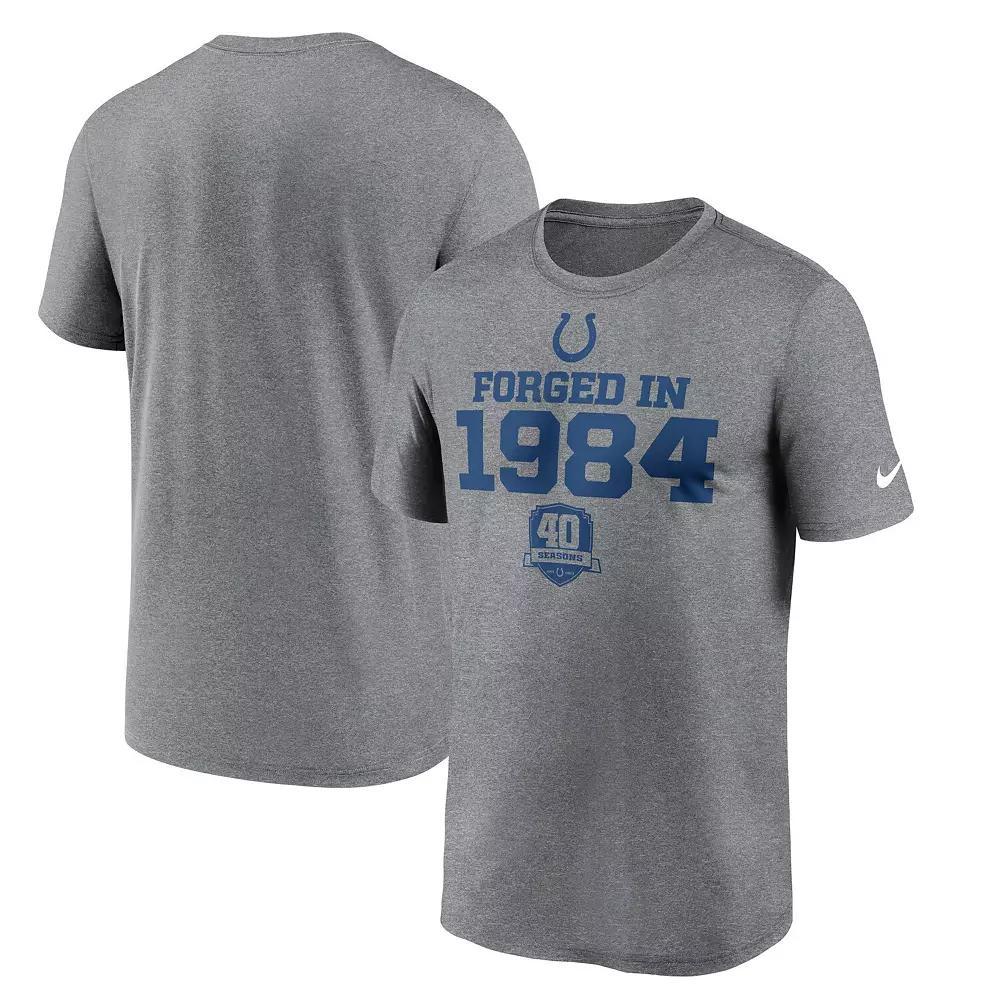 Men's Nike Heather Gray Indianapolis Colts 40th Anniversary Legend Performance T-Shirt, Size: 2XL, Grey Product Image