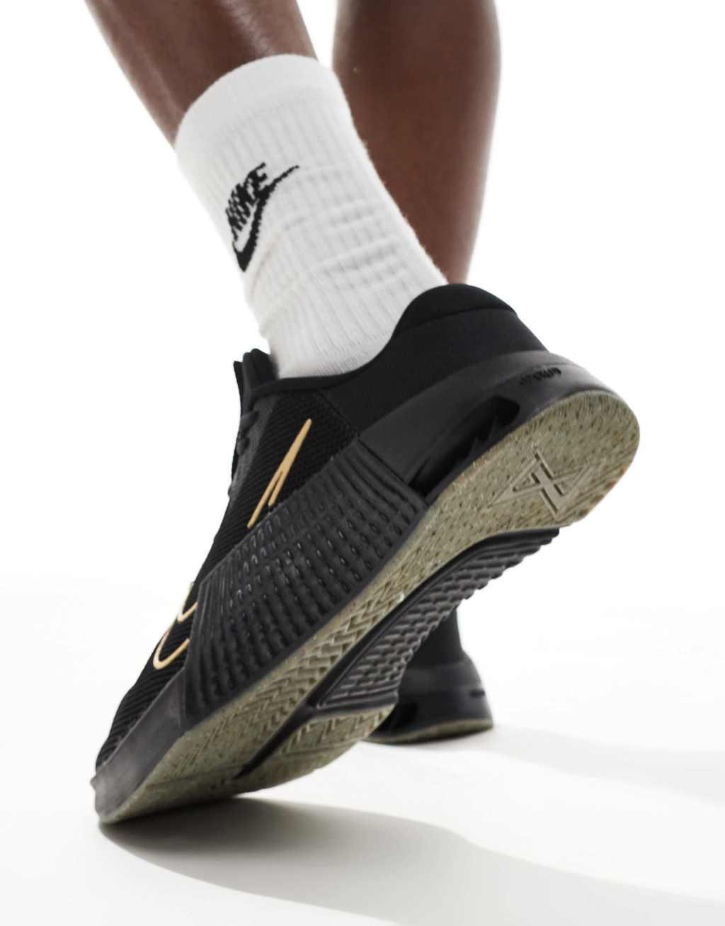 Nike Training Metcon 9 sneakers in black and gold Product Image