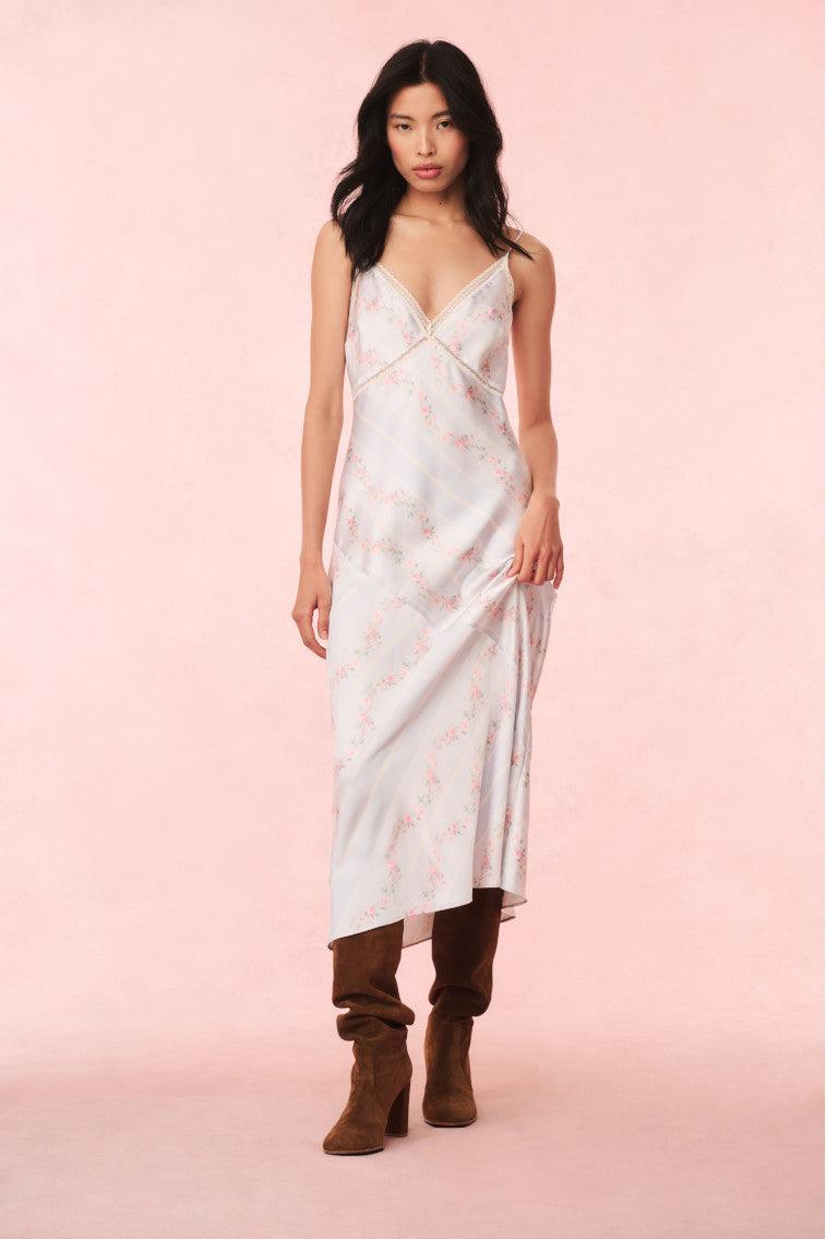 Ermon Satin Floral Slip Dress Product Image